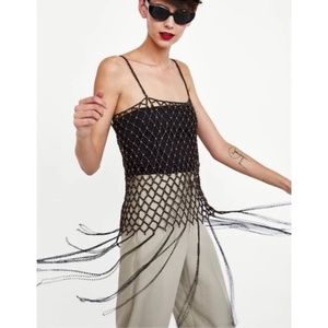 ZARA Beaded Top with Fringing | Small